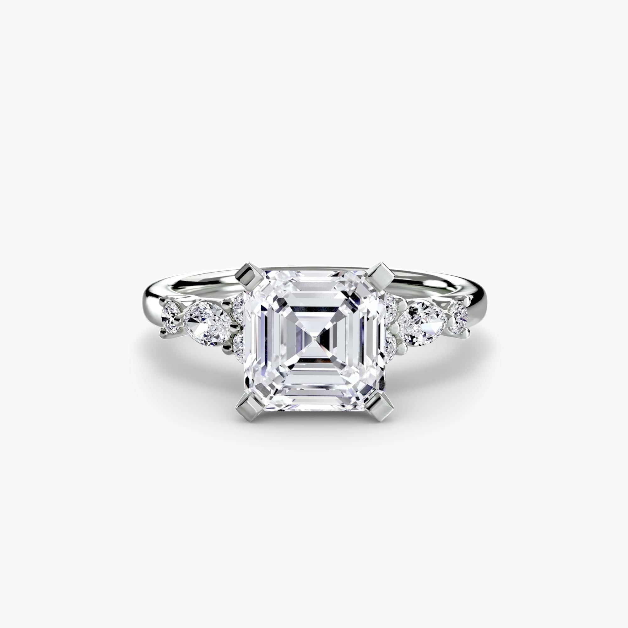 BW James Jewelers setting 9K White Gold / Asscher The Floral Accent Solitaire