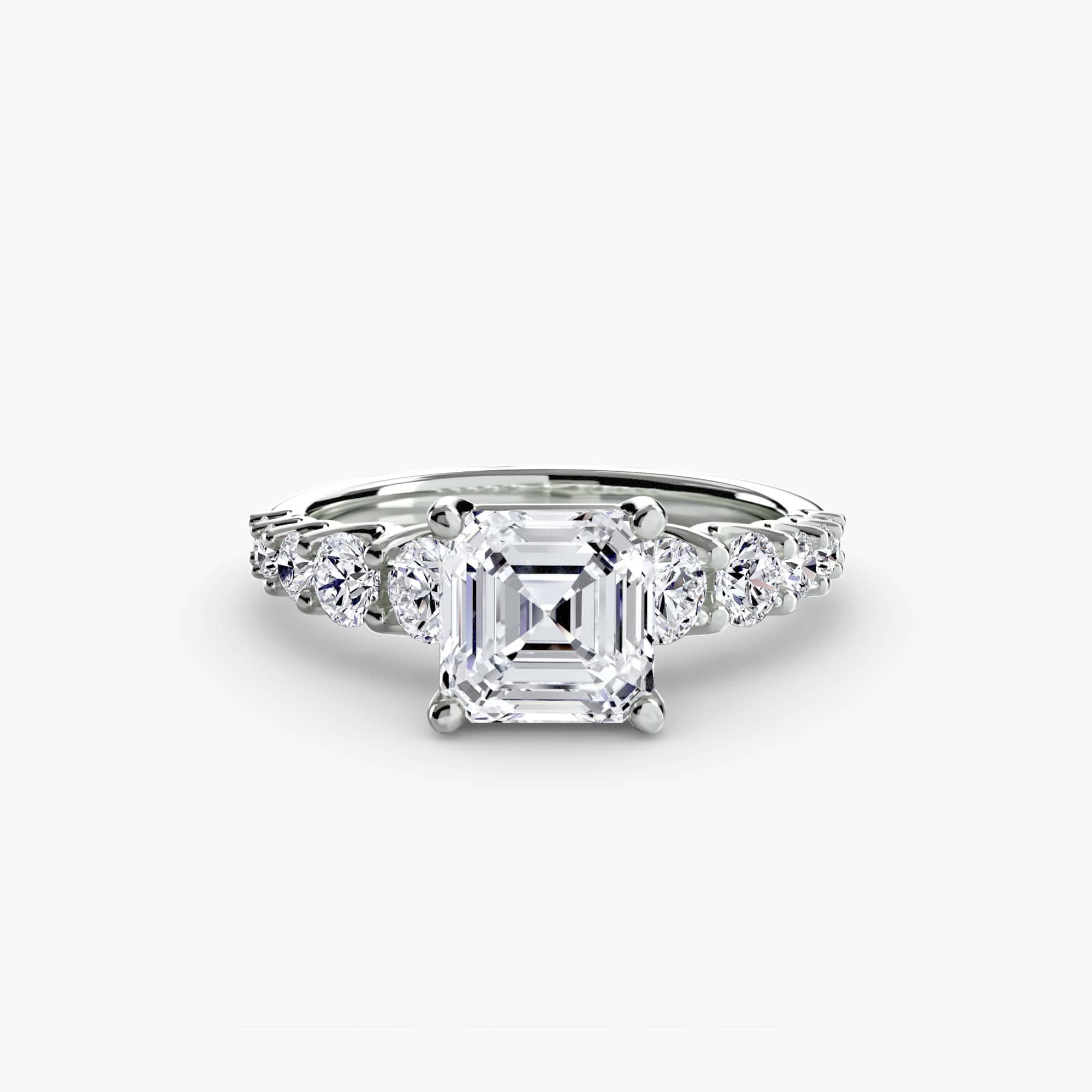 BW James Jewelers setting 9K White Gold / Asscher The Graduated Accent Ring