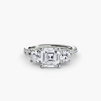 BW James Jewelers setting 9K White Gold / Asscher Three-Stone with Pavé Band 3