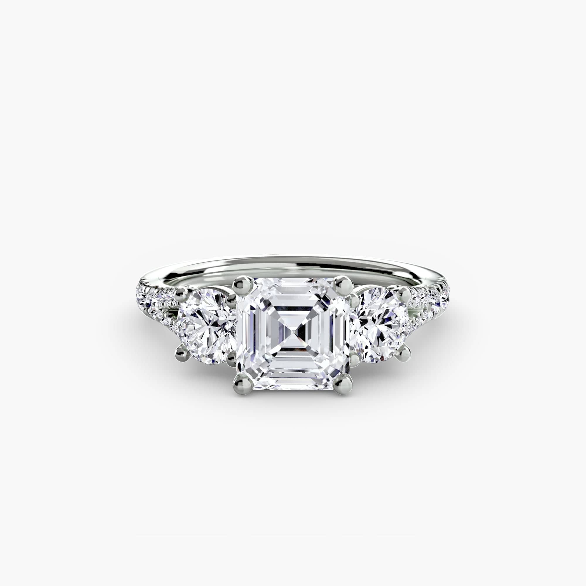 BW James Jewelers setting 9K White Gold / Asscher Three-Stone with Pavé Band 3
