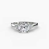 BW James Jewelers setting 9K White Gold / Cushion Solitaire with Cluster Shoulders 2