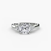 BW James Jewelers setting 9K White Gold / Cushion Solitaire with Cluster Shoulders 2