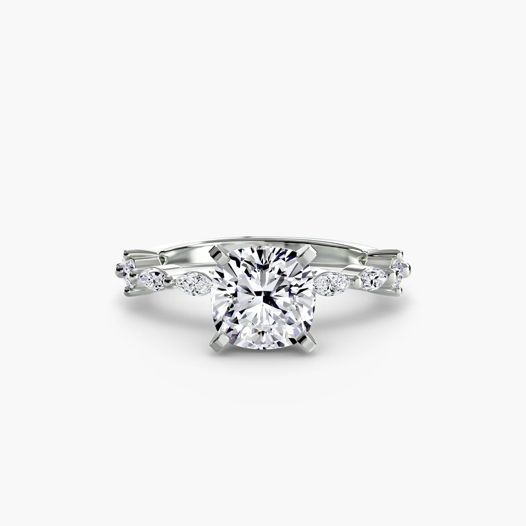 BW James Jewelers setting 9K White Gold / Cushion Solitaire with Eternity Pavé
