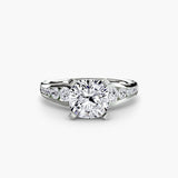 BW James Jewelers setting 9K White Gold / Cushion Solitaire with Pavé 2