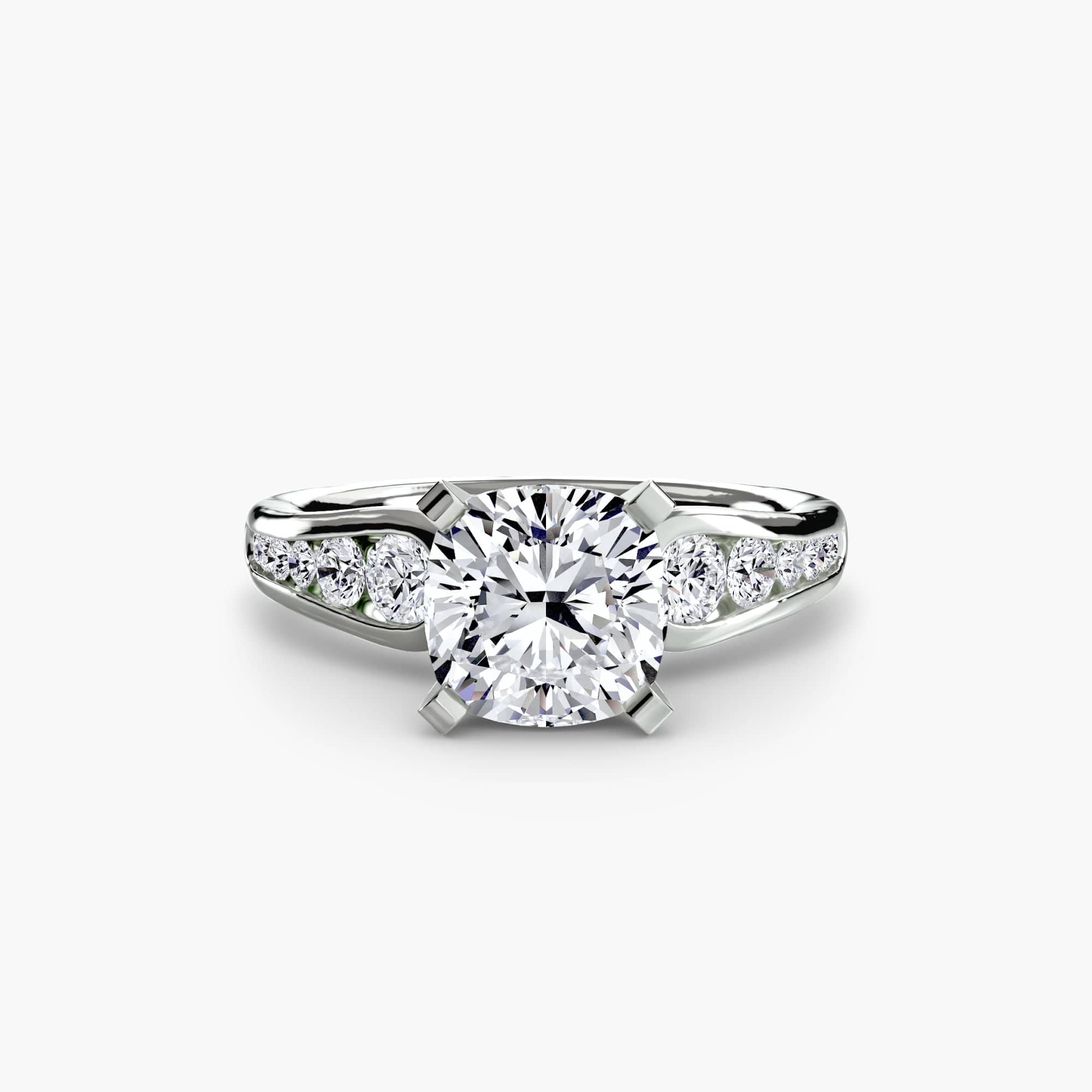 BW James Jewelers setting 9K White Gold / Cushion Solitaire with Pavé 2