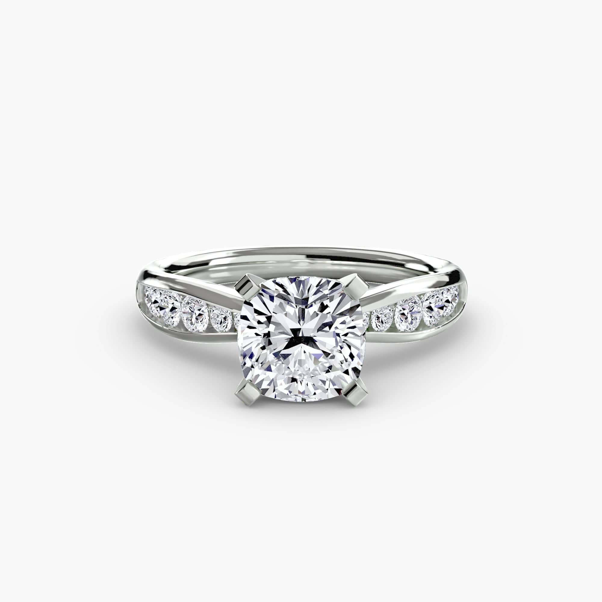BW James Jewelers setting 9K White Gold / Cushion Solitaire with Pavé 3