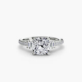 BW James Jewelers setting 9K White Gold / Cushion Solitaire with Pavé 4