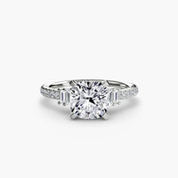 BW James Jewelers setting 9K White Gold / Cushion Solitaire with Pavé 4