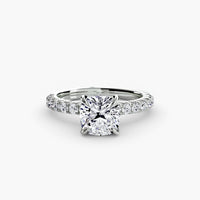 BW James Jewelers setting 9K White Gold / Cushion Solitaire with Pavé 6