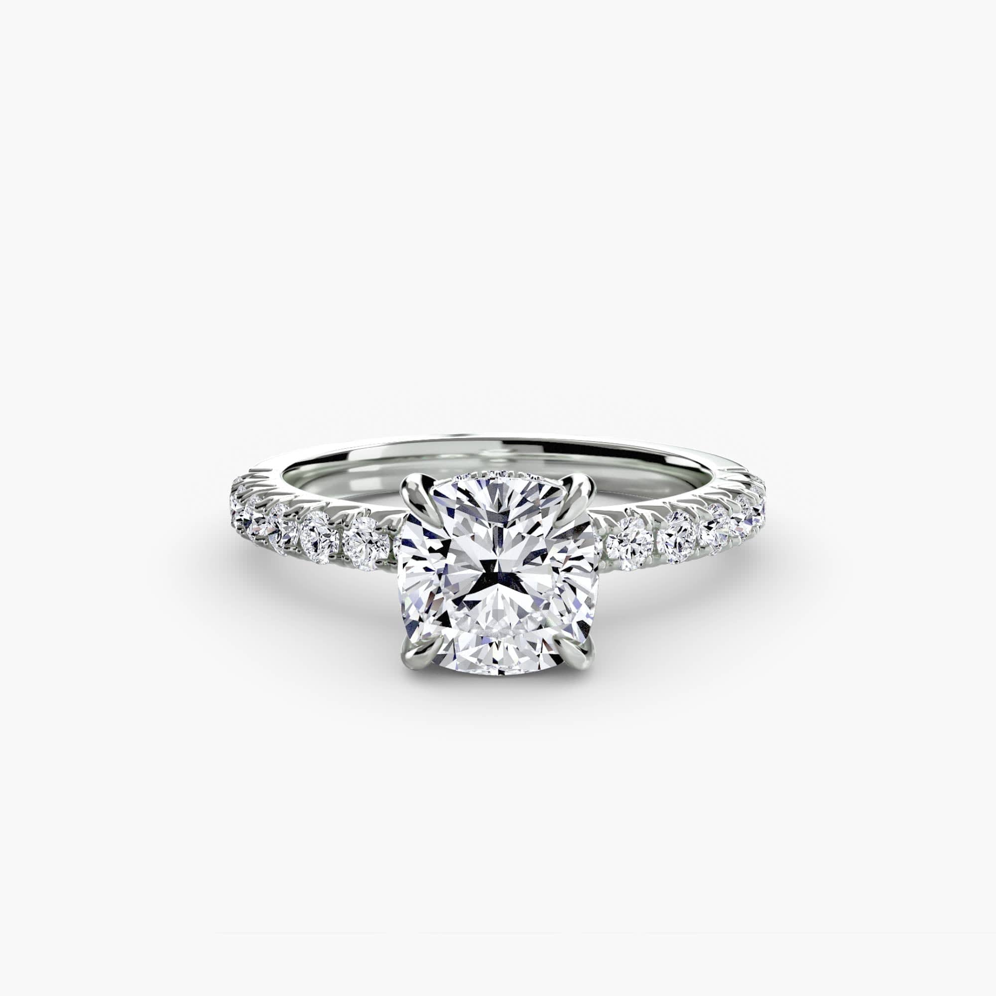 BW James Jewelers setting 9K White Gold / Cushion Solitaire with Pavé 6