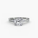 BW James Jewelers setting 9K White Gold / Cushion Solitaire with Pavé 7