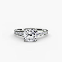 BW James Jewelers setting 9K White Gold / Cushion Solitaire with Pavé 7