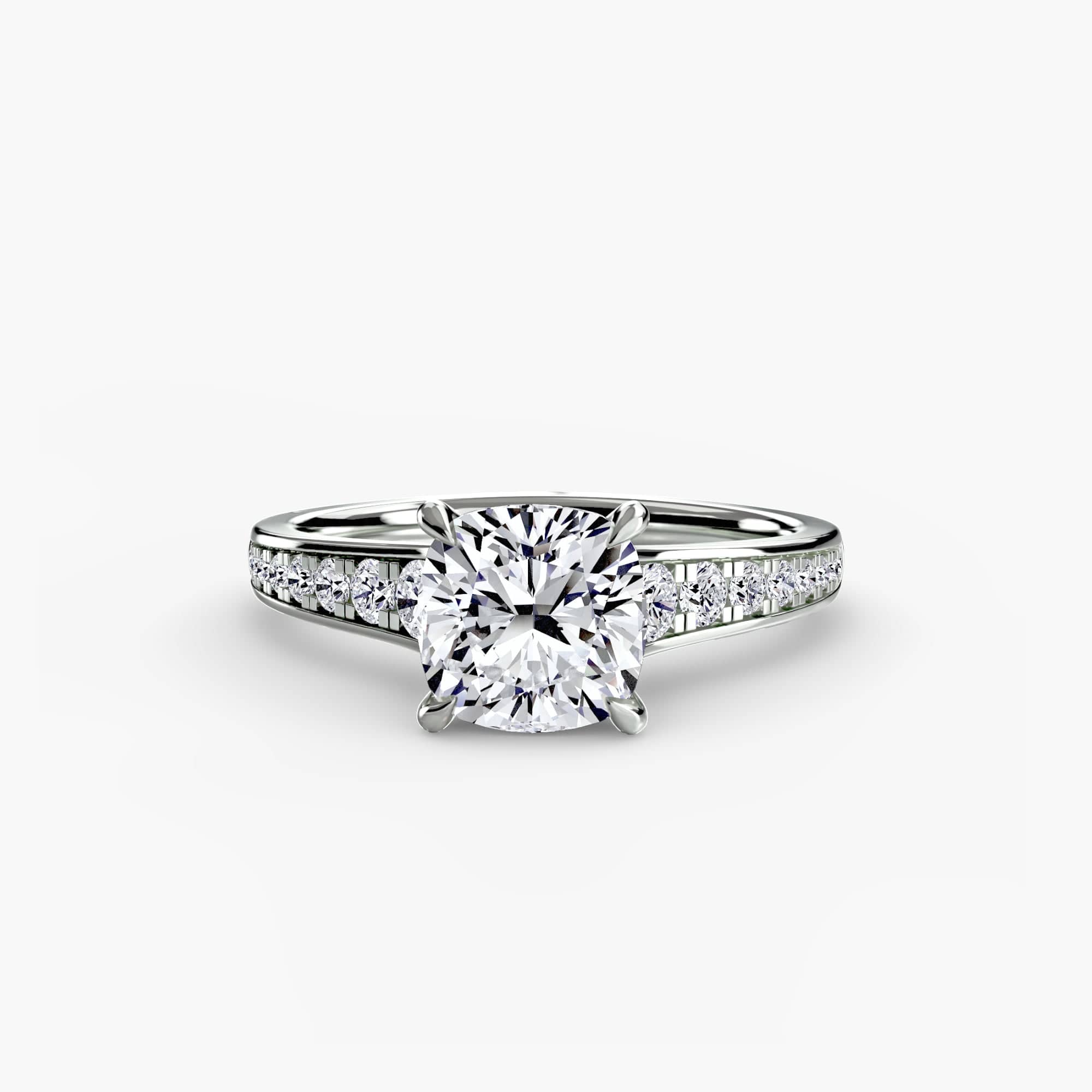 BW James Jewelers setting 9K White Gold / Cushion Solitaire with Pavé 7