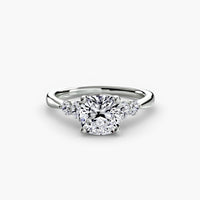 BW James Jewelers setting 9K White Gold / Cushion Solitaire with Shoulder Accents 2