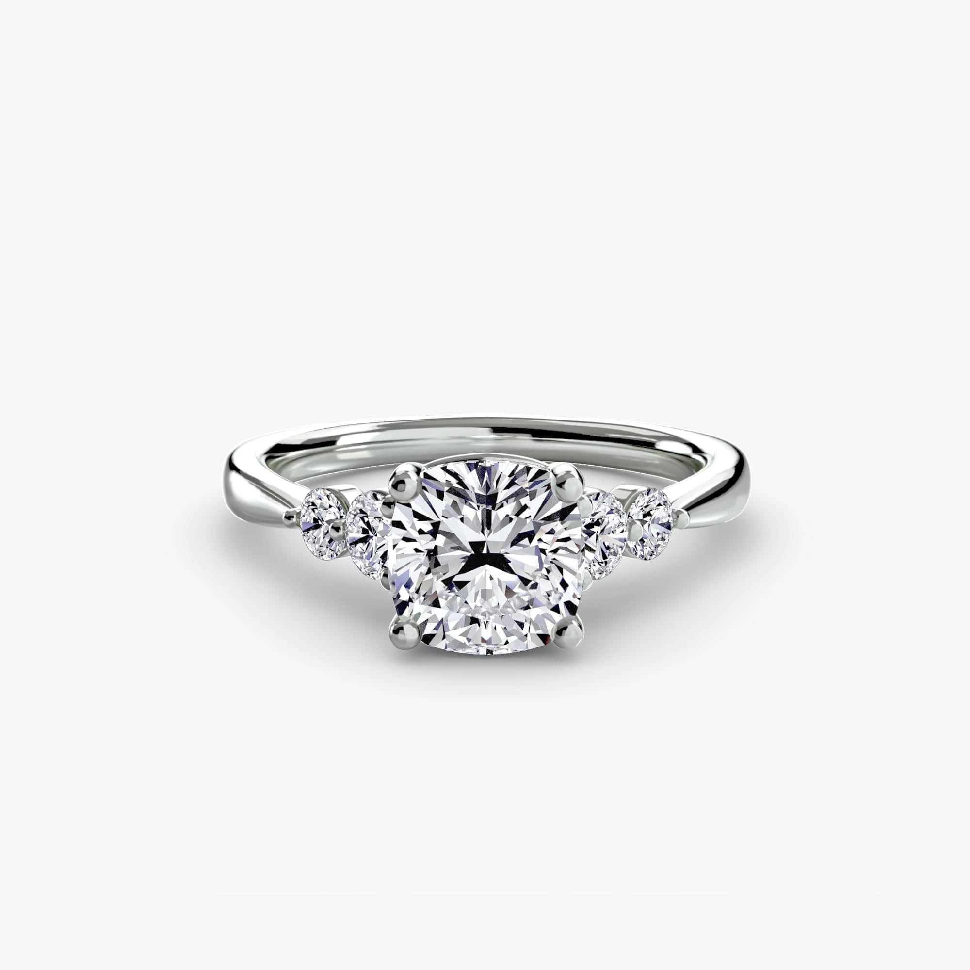 BW James Jewelers setting 9K White Gold / Cushion Solitaire with Shoulder Accents 2