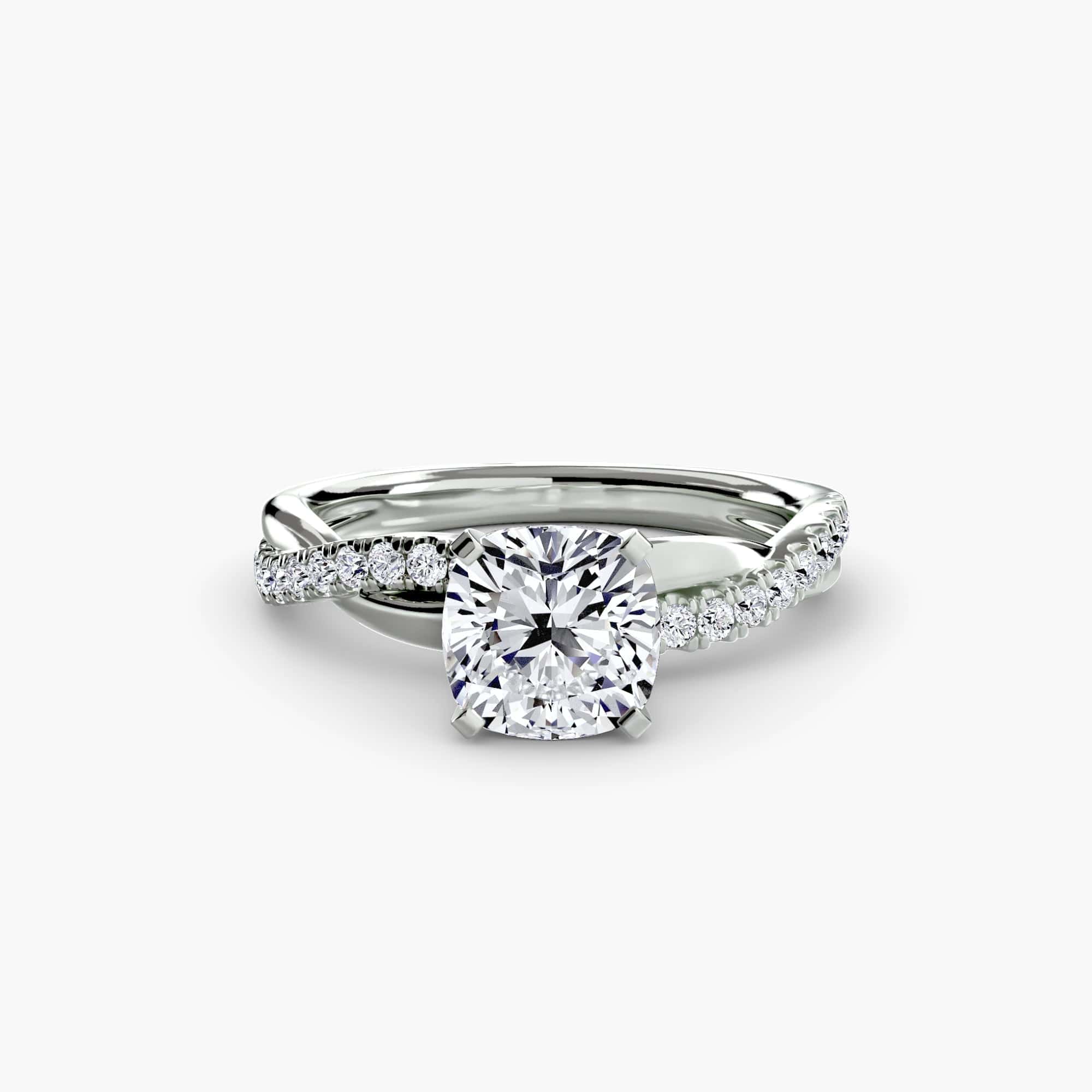 BW James Jewelers setting 9K White Gold / Cushion The Emerald Twist Pavé Ring