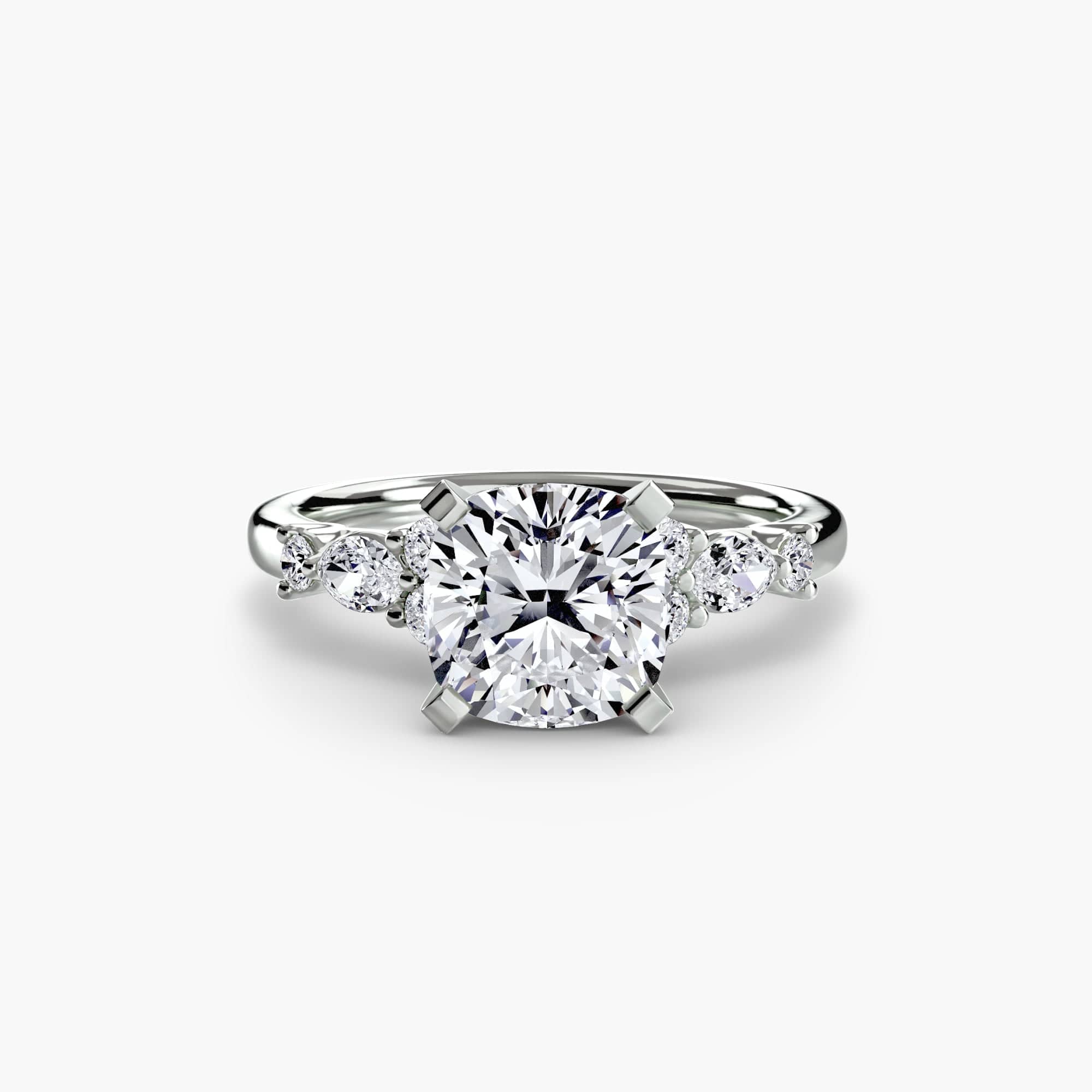BW James Jewelers setting 9K White Gold / Cushion The Floral Accent Solitaire