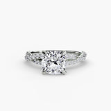 BW James Jewelers setting 9K White Gold / Cushion The Twisted Pavé Solitaire