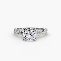 BW James Jewelers setting 9K White Gold / Cushion The Twisted Pavé Solitaire