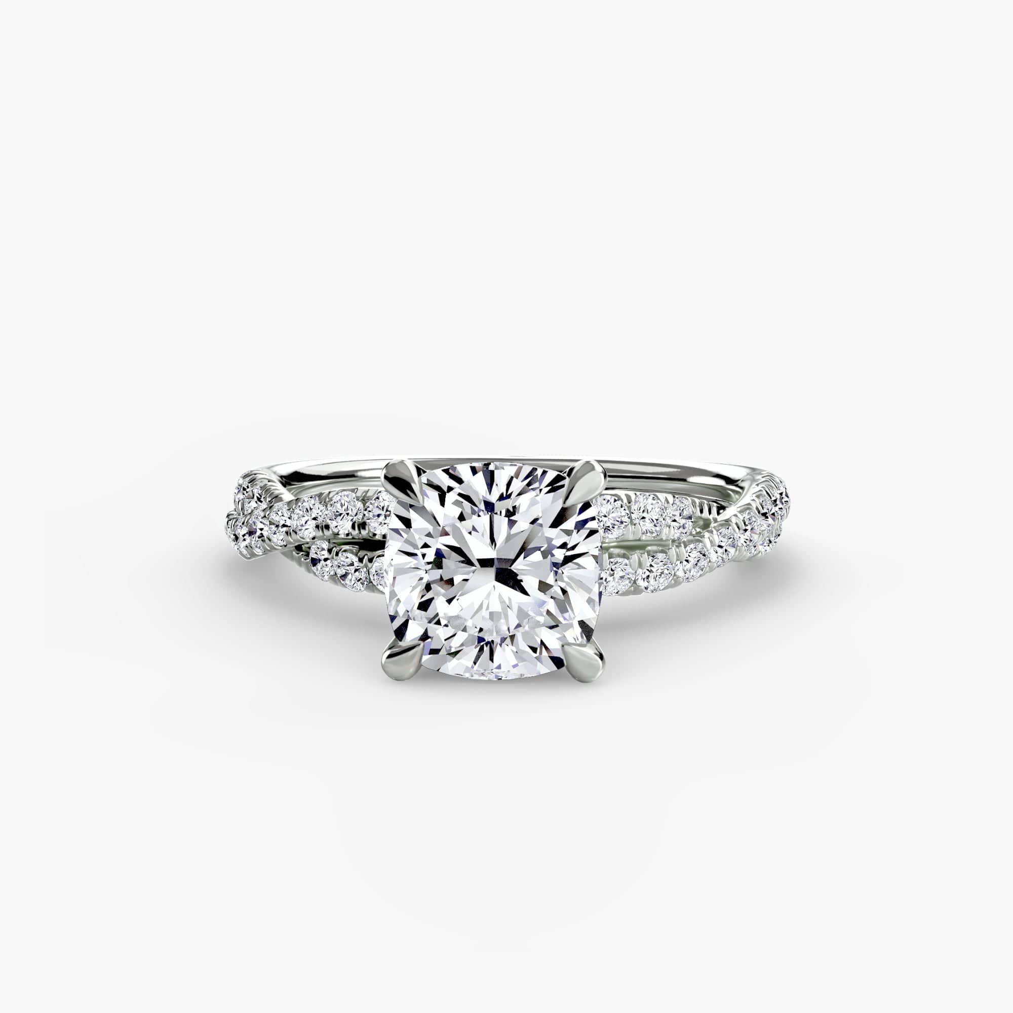 BW James Jewelers setting 9K White Gold / Cushion The Twisted Pavé Solitaire