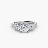 BW James Jewelers setting 9K White Gold / Cushion Three-Stone with Pavé Band