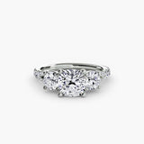 BW James Jewelers setting 9K White Gold / Cushion Three-Stone with Pavé Band 3