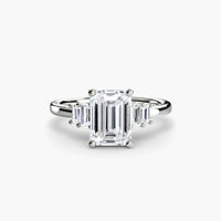 BW James Jewelers setting 9K White Gold / Emerald Baguette Accent Solitaire