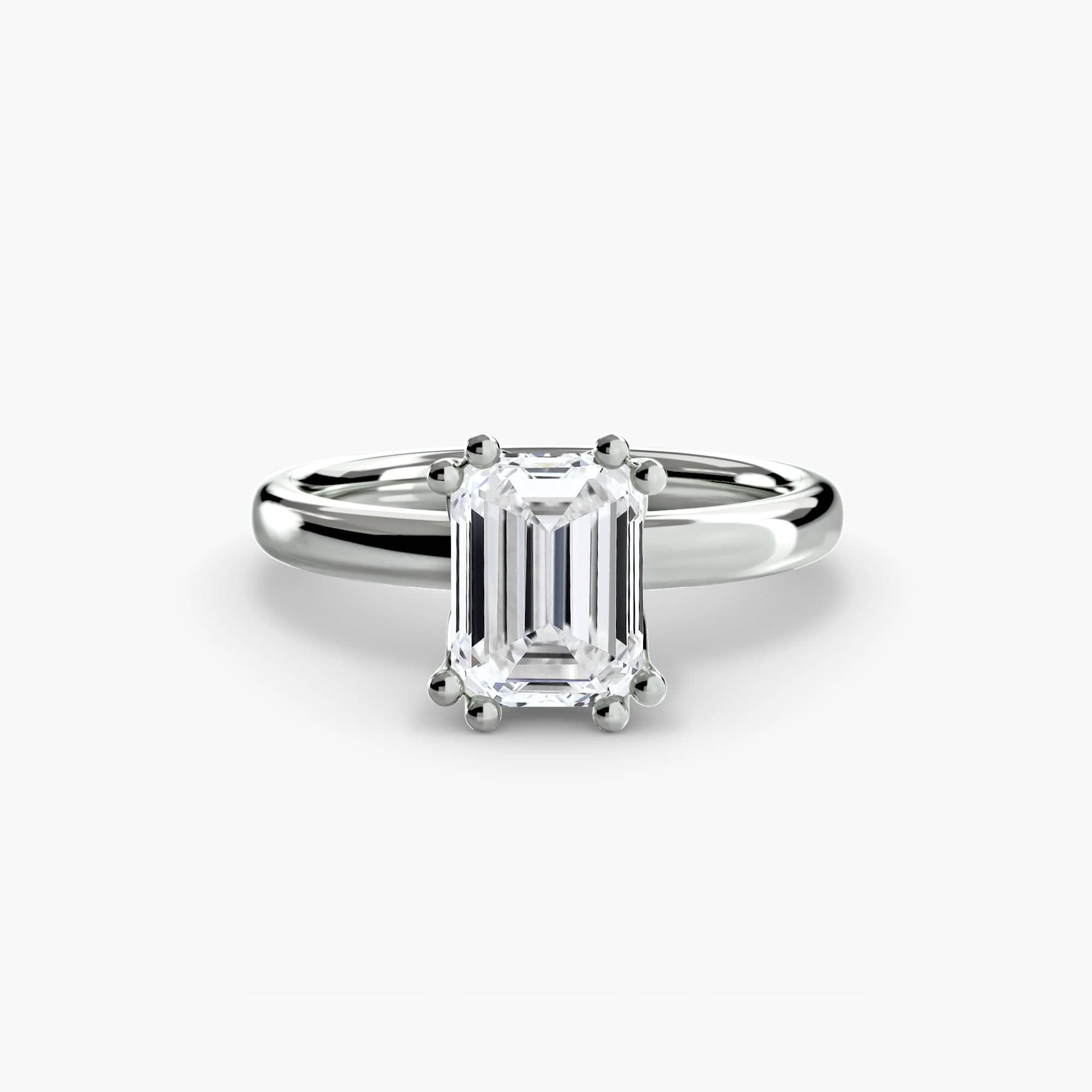 BW James Jewelers setting 9K White Gold / Emerald Solitaire ring 5