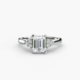 BW James Jewelers setting 9K White Gold / Emerald Solitaire with Cluster Shoulders 2