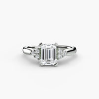 BW James Jewelers setting 9K White Gold / Emerald Solitaire with Cluster Shoulders 2
