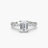 BW James Jewelers setting 9K White Gold / Emerald Solitaire with Eternity Pavé