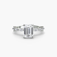 BW James Jewelers setting 9K White Gold / Emerald Solitaire with Eternity Pavé
