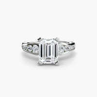 BW James Jewelers setting 9K White Gold / Emerald Solitaire with Pavé 2