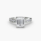 BW James Jewelers setting 9K White Gold / Emerald Solitaire with Pavé 3