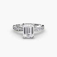 BW James Jewelers setting 9K White Gold / Emerald Solitaire with Pavé 3