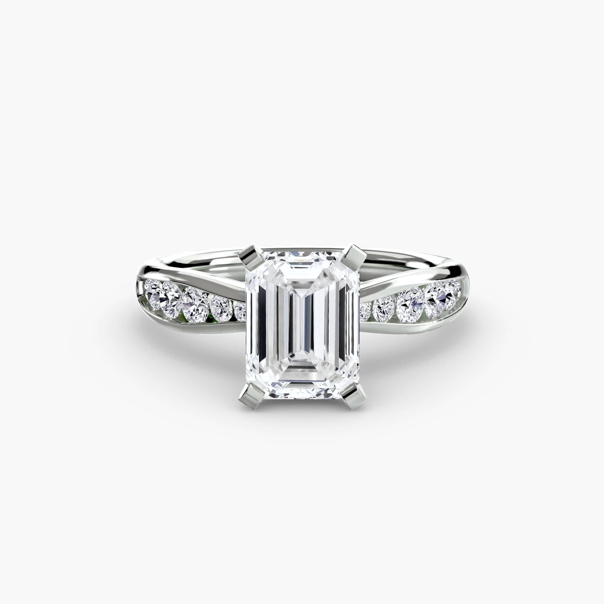 BW James Jewelers setting 9K White Gold / Emerald Solitaire with Pavé 3