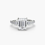 BW James Jewelers setting 9K White Gold / Emerald Solitaire with Pavé 4