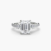 BW James Jewelers setting 9K White Gold / Emerald Solitaire with Pavé 4