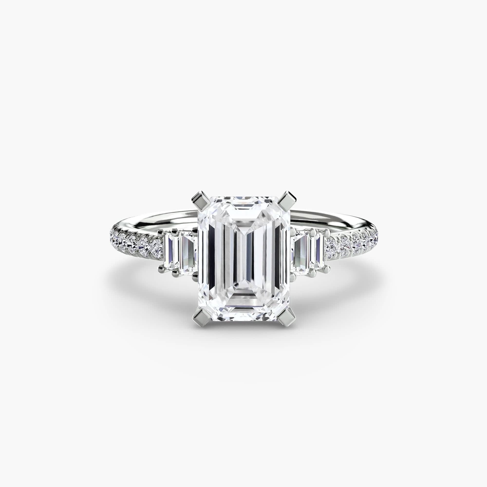 BW James Jewelers setting 9K White Gold / Emerald Solitaire with Pavé 4
