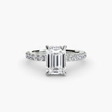 BW James Jewelers setting 9K White Gold / Emerald Solitaire with Pavé 6