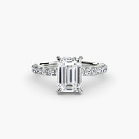 BW James Jewelers setting 9K White Gold / Emerald Solitaire with Pavé 6