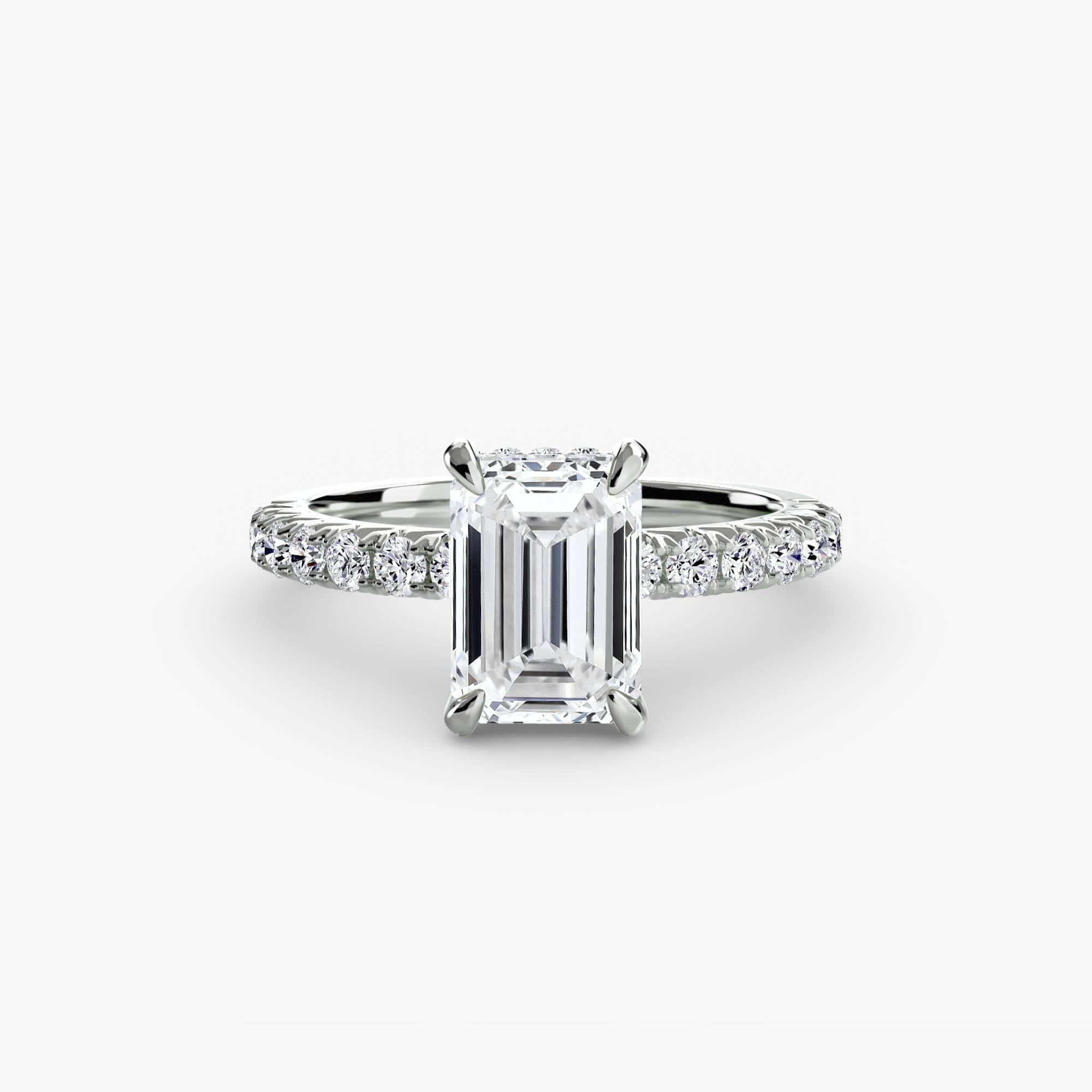 BW James Jewelers setting 9K White Gold / Emerald Solitaire with Pavé 6