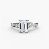 BW James Jewelers setting 9K White Gold / Emerald Solitaire with Pavé 7