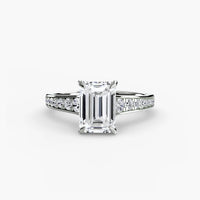 BW James Jewelers setting 9K White Gold / Emerald Solitaire with Pavé 7