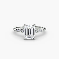 BW James Jewelers setting 9K White Gold / Emerald Solitaire with Shoulder Accents