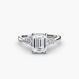 BW James Jewelers setting 9K White Gold / Emerald Solitaire with Shoulder Accents 2