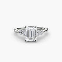 BW James Jewelers setting 9K White Gold / Emerald Solitaire with Shoulder Accents 2