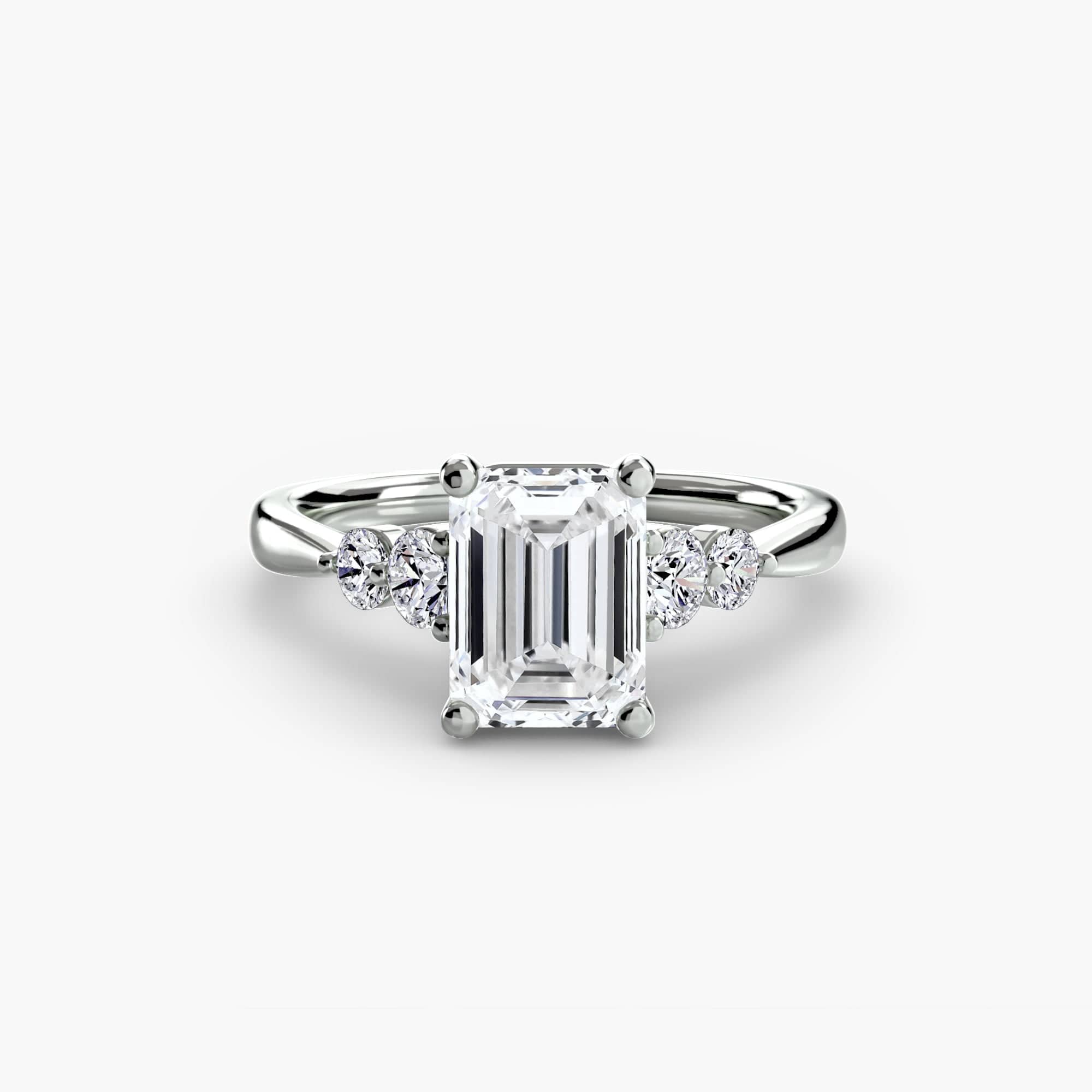BW James Jewelers setting 9K White Gold / Emerald Solitaire with Shoulder Accents 2