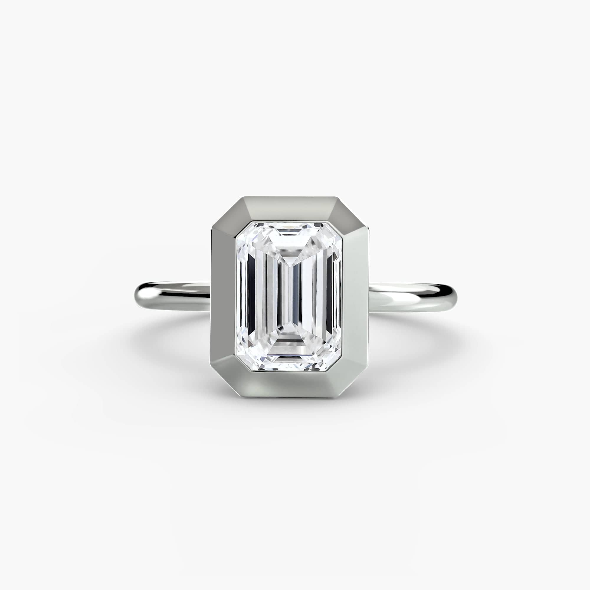 BW James Jewelers setting 9K White Gold / Emerald The Bezel Set Solitaire