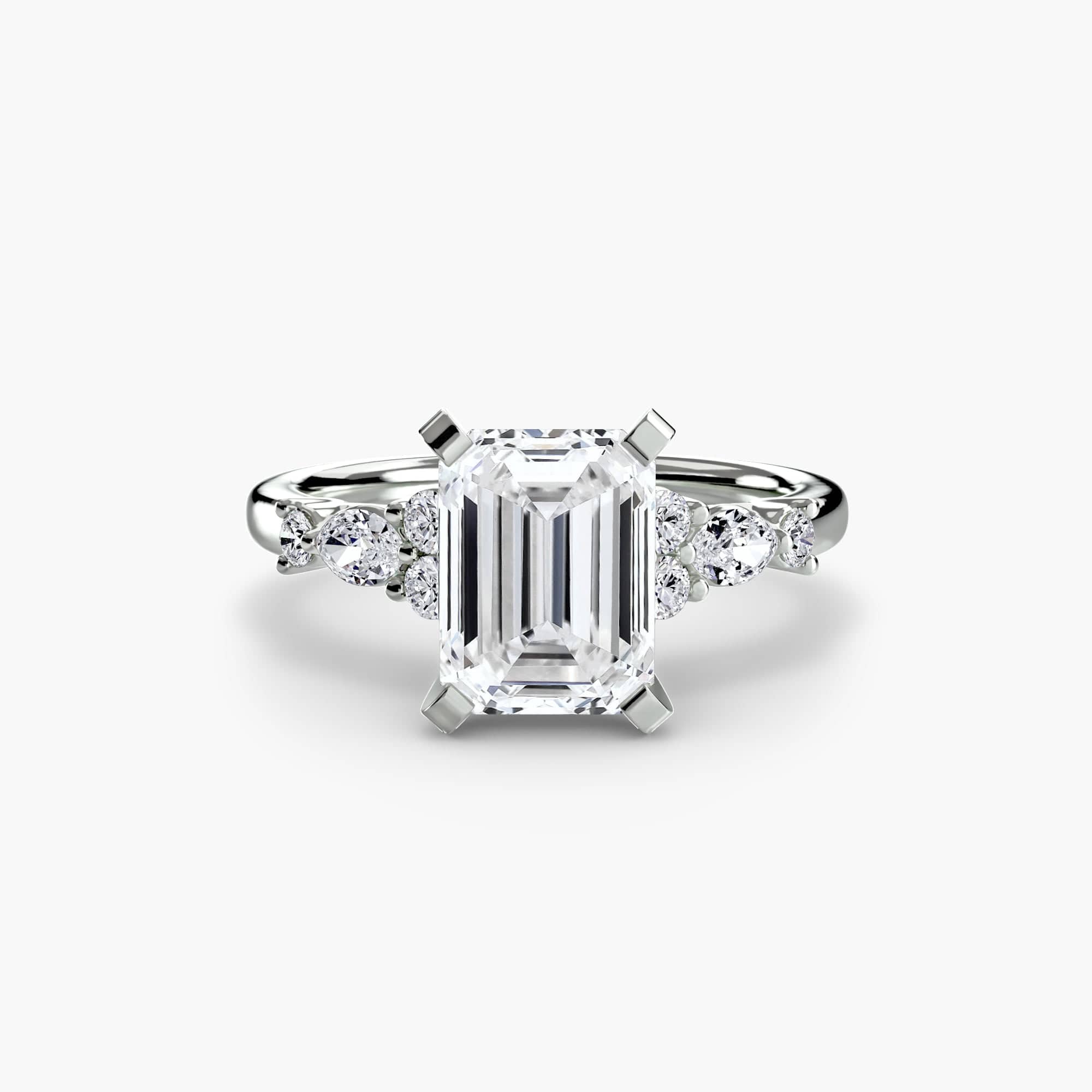 BW James Jewelers setting 9K White Gold / Emerald The Floral Accent Solitaire